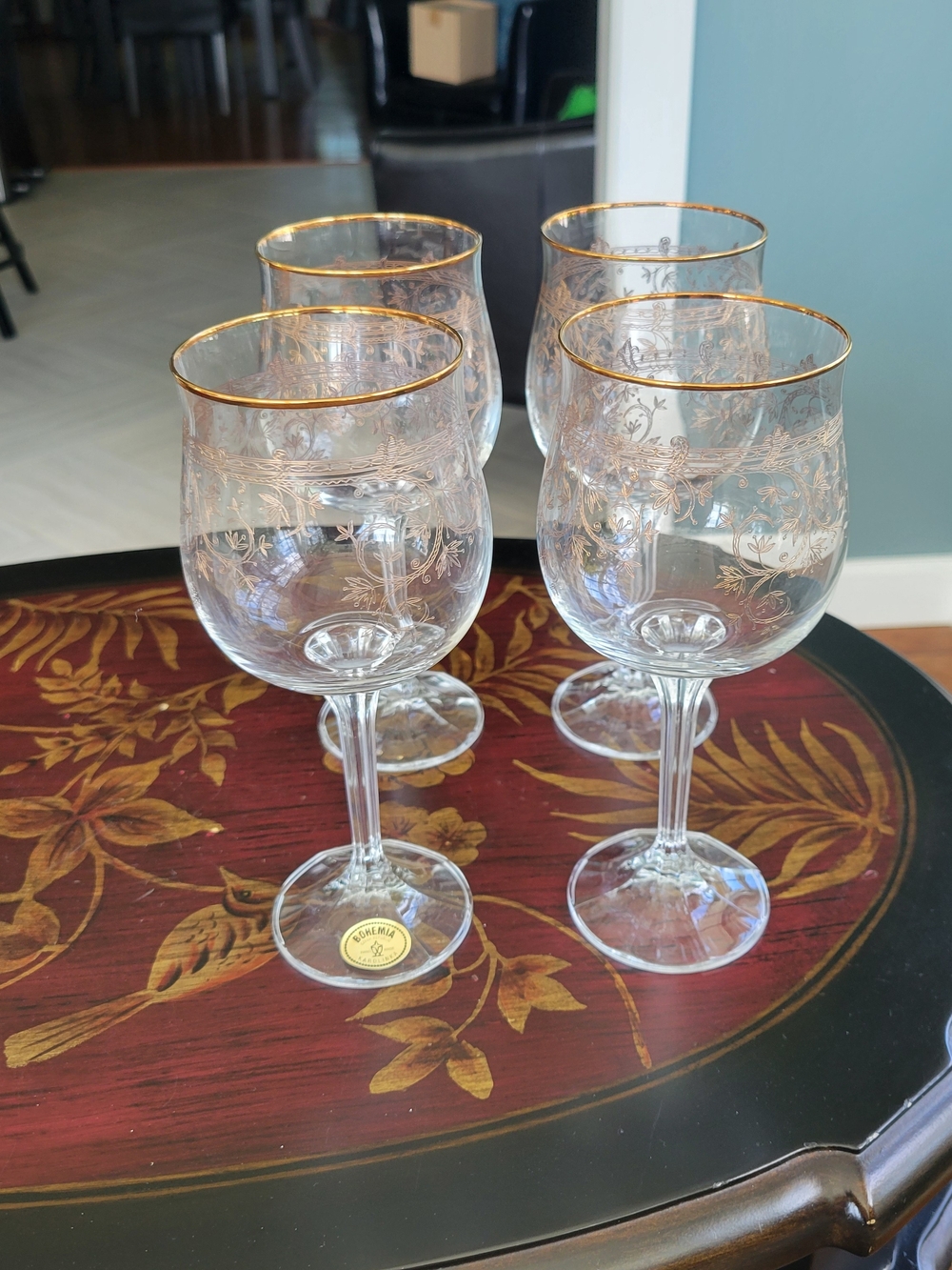 Vintage Bohemia Karolinka Czech Republic Handmade Crystal Wine Glasses– Set Of 4